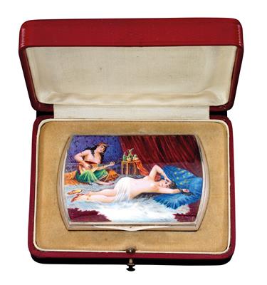 An erotic cigarette case from Vienna, - Silver