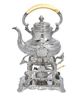 A hot water pot with rechaud and burner, from Vienna, - Argenti