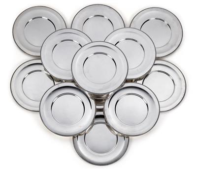 12 place plates from Germany, - Silver