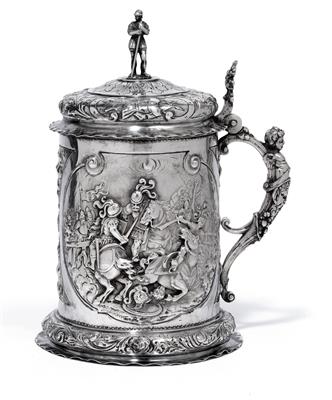 A Historism Period lidded tankard from Germany, - Silver