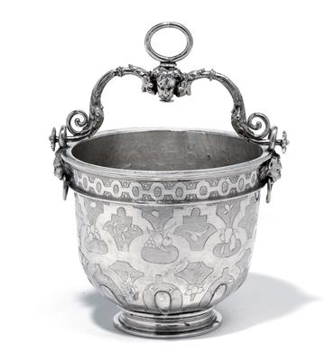 A vessel with handle, - Silver