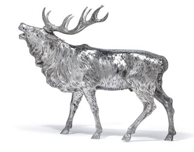 A figure of a stag, - Silver