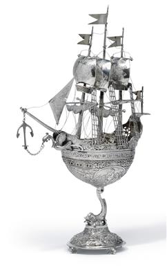 A Historism Period sailing ship, - Silver