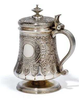 A niello lidded tankard from Moscow, - Silver