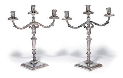 A pair of three-light candleholders from Italy, - Argenti