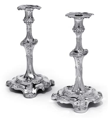 A pair of Victorian candleholders London, - Silver