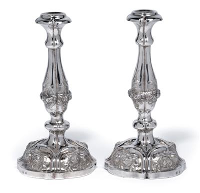 A pair of candleholders from Pest, - Silver