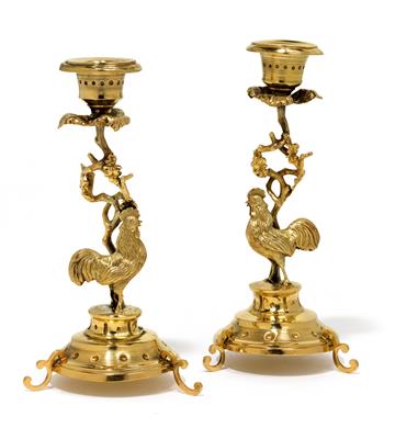 A pair of Portuguese candleholders, - Stříbro