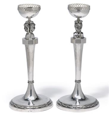 A pair of candleholders from Rome, - Silver