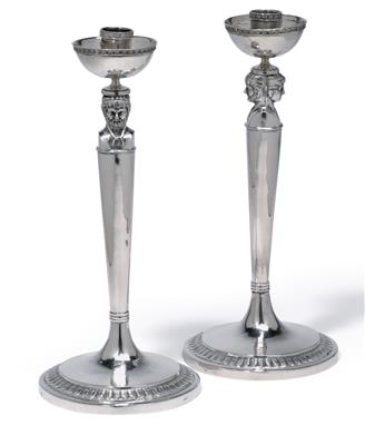 A pair of candleholders from Rome, - Stříbro