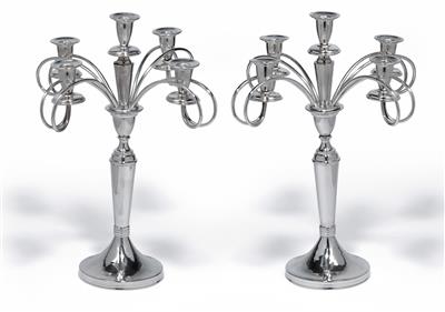 A pair of five-light candleholders from Vienna, - Argenti