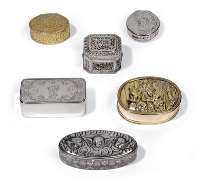 A collection of  lidded boxes, - Silver