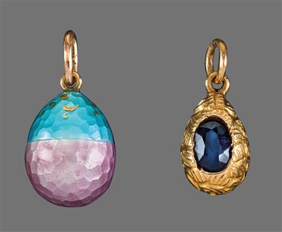 Two egg pendants, - Stříbro