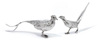 Figure of two pheasants, - Silver