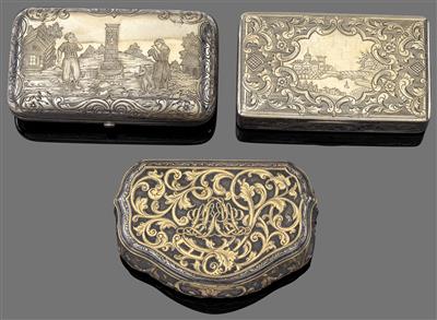 Three snuffboxes from Russia, - Stříbro