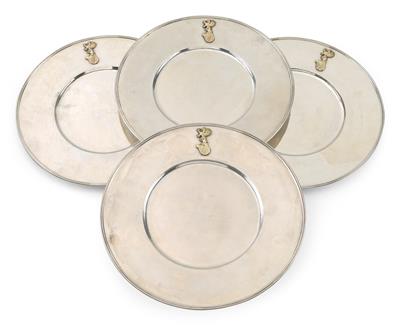 Four place plates, - Silver