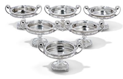 Six small centrepiece bowls, - Argenti