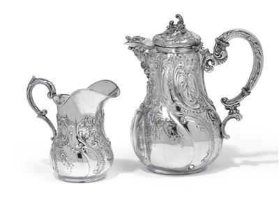 A coffeepot and jug from Germany, - Silver