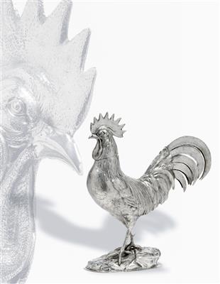 A large figure of a rooster, - Silver