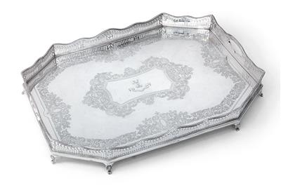 A large George III. footed tray from London, - Silver