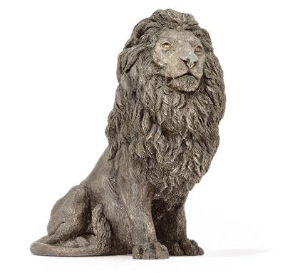 A figure of a lion, - Silver