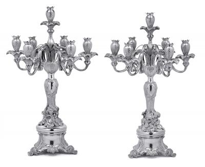 A pair of large seven-light candelabra from Germany, - Stříbro