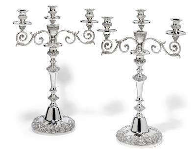 A pair of large candelabra from Lisbon, - Silver