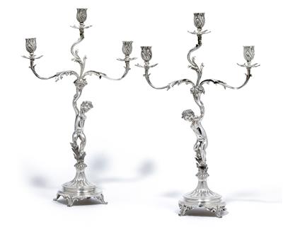 A pair of candleholders from Italy, - Silver