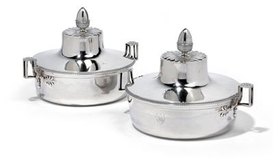 A pair of lidded dishes from Paris, - Silver