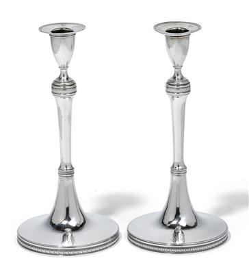 A pair of Empire candleholders from Vienna, - Silver