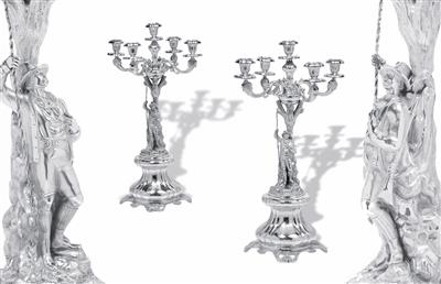 A pair of five light candelabra from Vienna, - Argenti