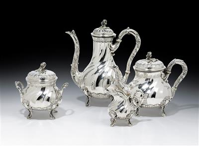 Pariser Tee- und Kaffeegarnitur, - Silber und Russisches Silber