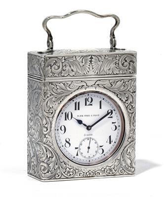 Übergroße Achttage Taschenuhr in Silberetui - Silber und Russisches Silber