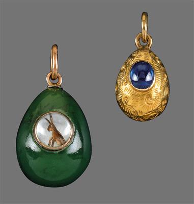 Two egg pendants, - Argenti