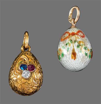 Two egg pendants, - Stříbro