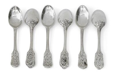 6 coffee spoons from Augsburg, - Silver