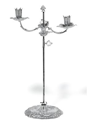 A candleholder from Augsburg, with two adjustable arms, - Silver