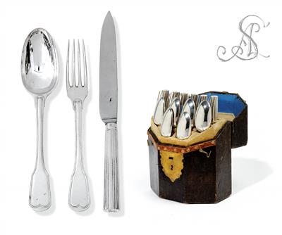 A cutlery set for 6 individuals, from Augsburg, - Silver