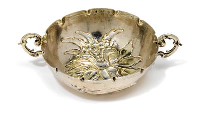 A Baroque bowl with handles, - Silver