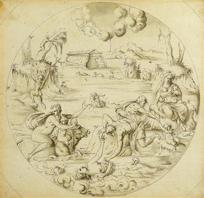 Christoph Lenker (um 1556-1613 Augsburg) zugeschrieben, Entwurf für ein Schalenrelief "Wasser" aus einer Serie der 4 Elemente, - Silber und Russisches Silber
