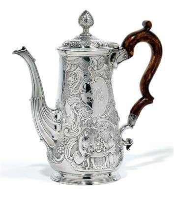 Dubliner Georg II. - Kaffeekanne, - Silber und Russisches Silber