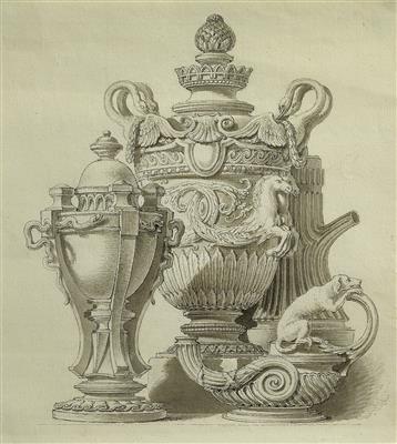 Jean Baptiste Huet (Paris 1755-1811) – A study of 4 silver vessels, - Silver