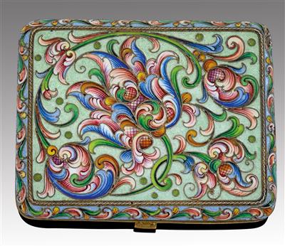 A cloisonné cigarette case from Moscow, - Silver