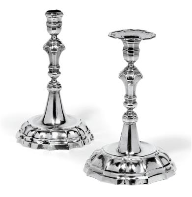 A pair of Baroque candleholders, - Argenti