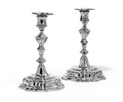 A pair of Rococo candleholders from Germany, - Silver