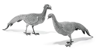 A pair of pheasants, - Silver
