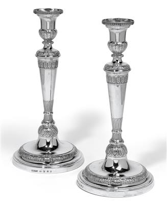 A pair of George III. candleholders from Sheffield, - Argenti