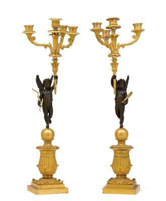 A pair of four-light candelabra from St Petersburg, - Stříbro