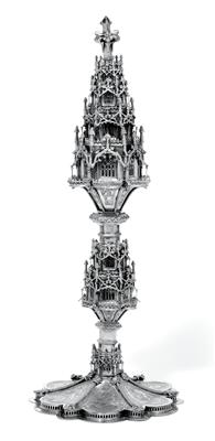 A reliquary in the shape of a tower, - Silver