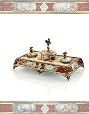 An enamelled writing set from Vienna, - Stříbro